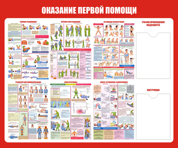 С17 Стенд оказание первой помощи (1200х1000 мм, пластик ПВХ 3 мм, алюминиевый багет золотого цвета) - Стенды - Стенды по первой медицинской помощи - Магазин охраны труда и техники безопасности stroiplakat.ru